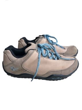Kuru CHICANE Women's Trail Hiking Tan/Blue Leather Shoes. Size 8.5